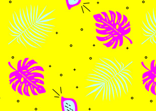 热带风多彩叶片图案背景