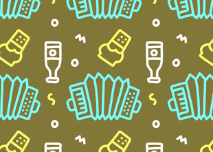 手风琴啤酒图案背景设计