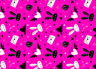 粉色背景兔子图案无缝设计