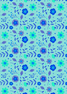 蓝绿花卉图案背景纹理