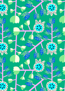 清新花卉几何图案背景