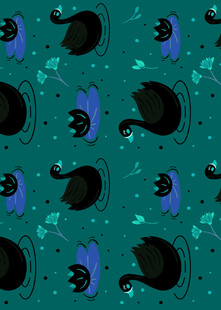 蓝绿背景黑猫图案纹理