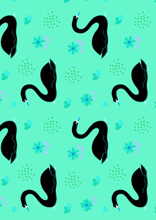 蓝底黑猫雪花图案背景