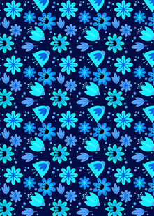 蓝色花卉几何图案背景