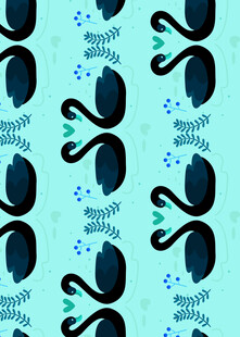 蓝底黑天鹅图案纹理设计