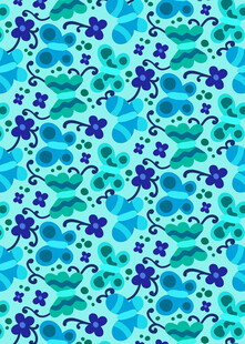蓝绿花卉图案背景纹理