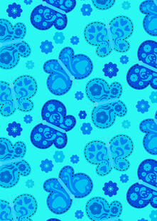 蓝色花卉蝴蝶图案背景