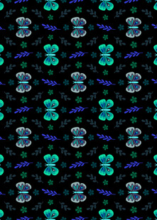 蓝绿图案黑色背景无缝纹理
