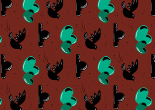 红绿手势图案无缝背景