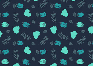 深蓝底绿元素可爱图案