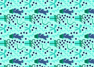 蓝绿相间植物图案纹理