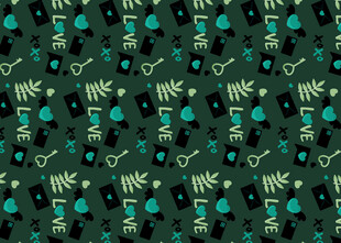 绿色底纹卡通图案背景