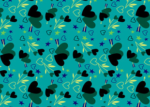 蓝底四叶草图案背景