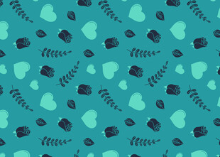 蓝绿色调卡通图案背景