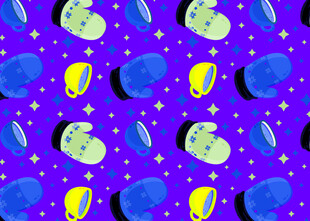 梦幻太空元素无缝图案