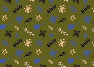 绿色底花卉植物图案背景