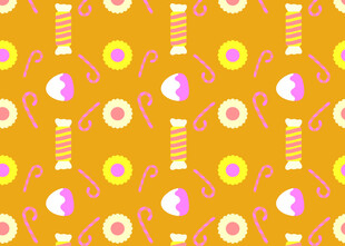 橙色背景多彩图案无缝纹理