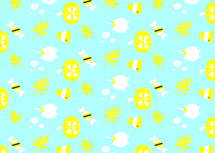 清新蓝底海洋生物图案