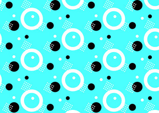 蓝底黑白圆点图案背景