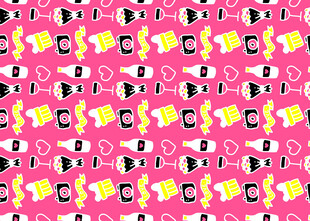 粉色背景多彩卡通眼睛图案