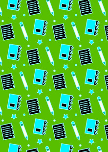 绿色背景文具图案设计