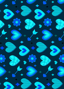 蓝色心形箭头图案背景