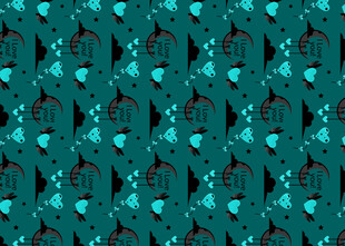 蓝绿色海洋生物图案背景