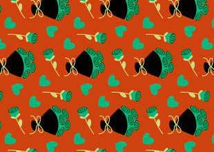 橙色底多彩图案装饰纹理