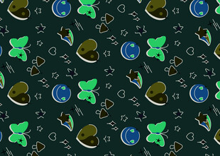 卡通风格太空元素无缝图案