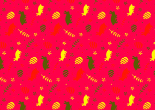 红色底多彩图案装饰背景