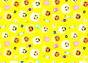 可爱小狗图案黄色背景图