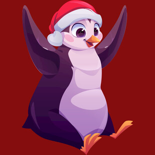 戴圣诞帽的欢乐小企鹅