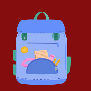可爱卡通儿童书包插画