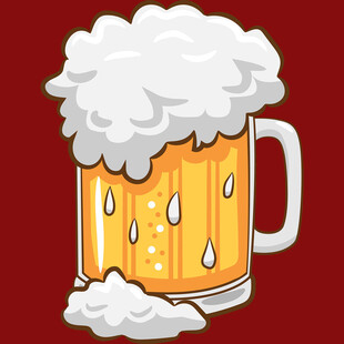 满溢泡沫的啤酒杯