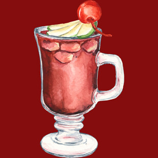 手绘樱桃热饮玻璃杯