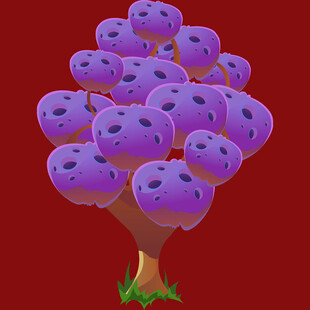 紫色笑脸树卡通形象