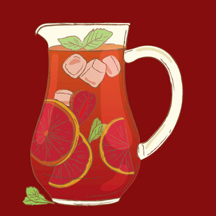 冰爽水果茶壶插画