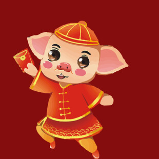 喜庆小猪拜年送红包