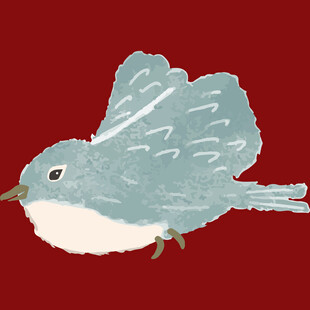 手绘浅蓝色飞鸟