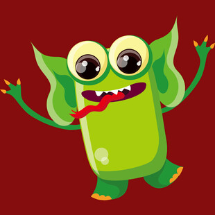 绿色萌趣小怪兽欢乐舞动