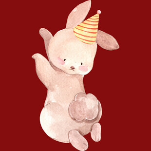 戴帽小兔庆祝生日