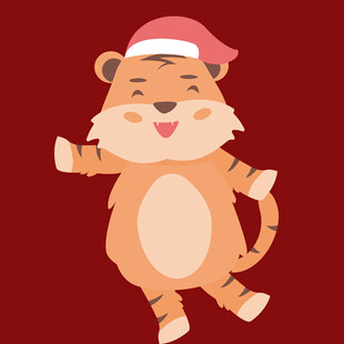 戴圣诞帽的欢乐小老虎