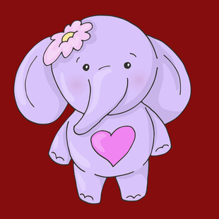 可爱小象粉色爱心装饰