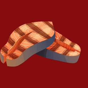 两块美味烤三文鱼排