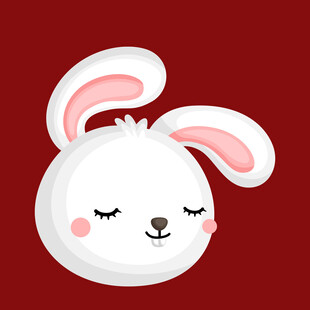 可爱闭眼卡通兔子头像