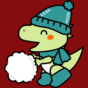 戴帽小恐龙捧雪团