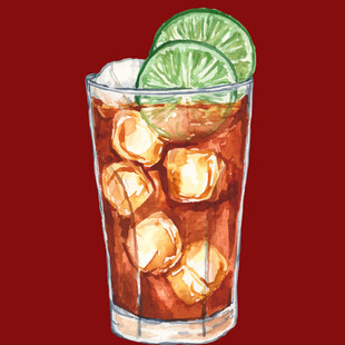 加冰柠檬可乐饮品