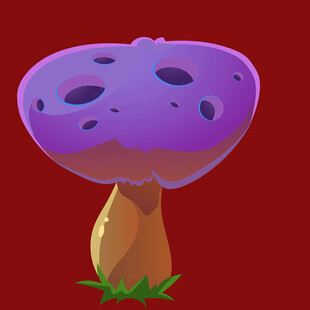 紫色卡通蘑菇插画