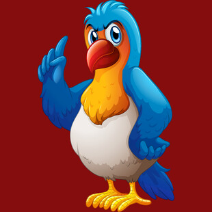 蓝色鹦鹉卡通形象打招呼