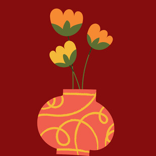 花瓶中绽放的多彩花朵